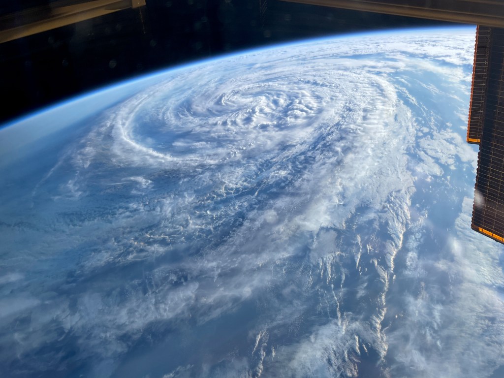 Tropical storm Jova is pictured in Pacific Ocean from the International Space Station as it orbited 259 miles above.