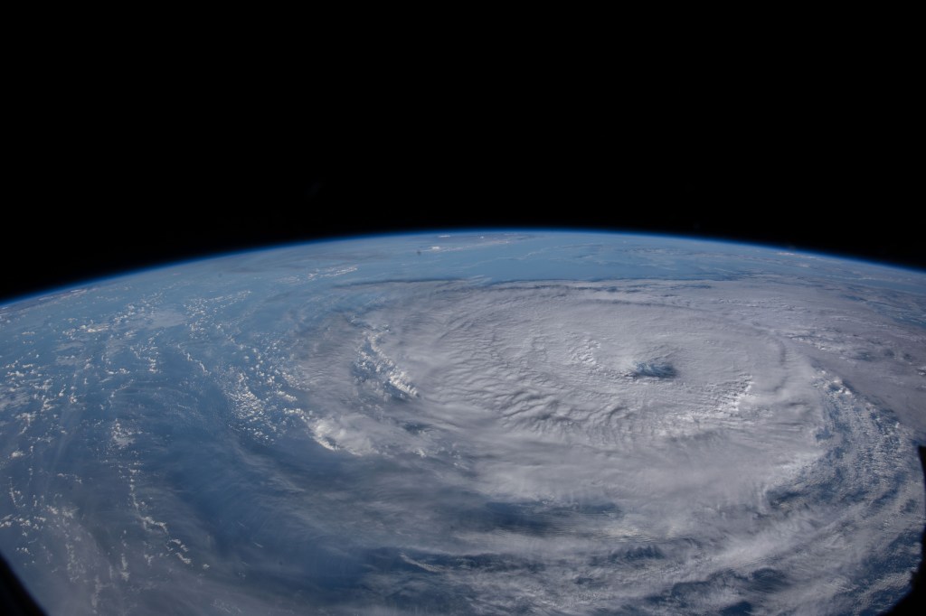 Typhoon Khanun is pictured south of Nagoya, Japan, from the International Space Station as it orbited 259 miles above the Pacific Ocean.