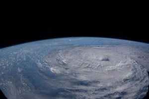 Typhoon Khanun is pictured south of Nagoya, Japan, from the International Space Station as it orbited 259 miles above the Pacific Ocean.