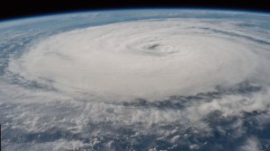 Typhoon Khanun is pictured south of Nagoya, Japan, from the International Spaace Station as it orbited 259 miles above the Pacific Ocean.