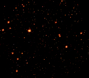 A gif showing a dark sky with stars with a purple image that fades in.