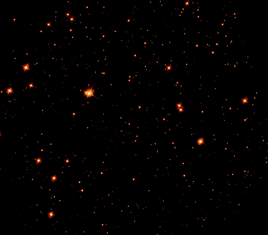 A gif showing a dark sky with stars with a purple image that fades in.