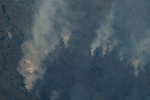 Wildfires in the Canadian province of Quebec are pictured from the International Space Station as it orbited 259 miles above.