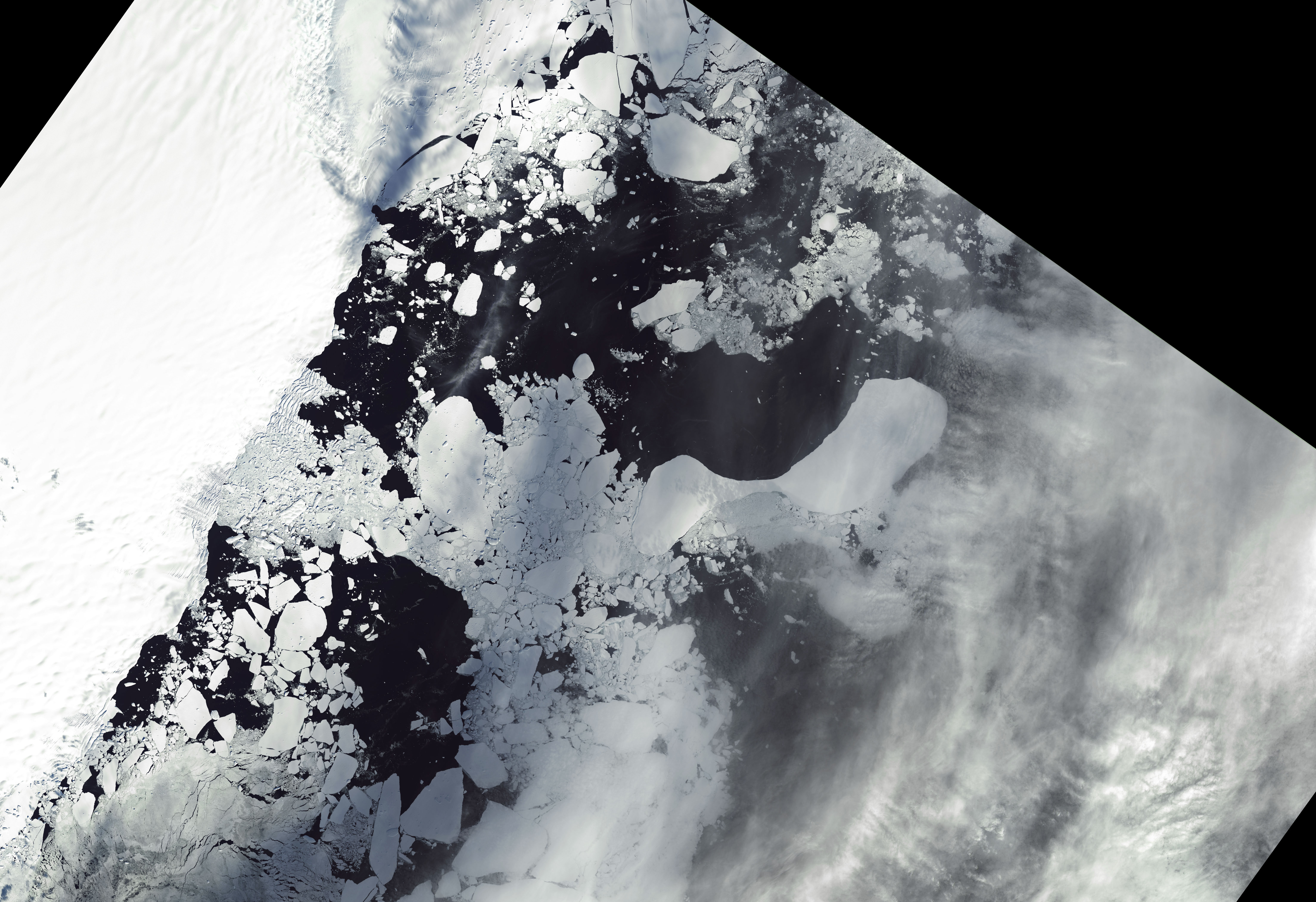 Much of the Glenzer and Conger glaciers had collapsed by March 23, 2022, spawning numerous icebergs, as shown in this satellite image. NISAR will document such changes around the globe, and its geographic coverage of Antarctica will be the most extensive for a radar satellite mission to date.