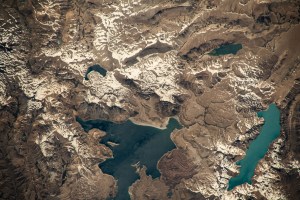 iss070e063867 (Jan. 8, 2024) -- In the Andes Mountain Range, Laguna del Maule (left) and Laguna Fea (right) lie within a volcanic field located in Chile. The International Space Station orbited 267 miles above as this photograph was taken.