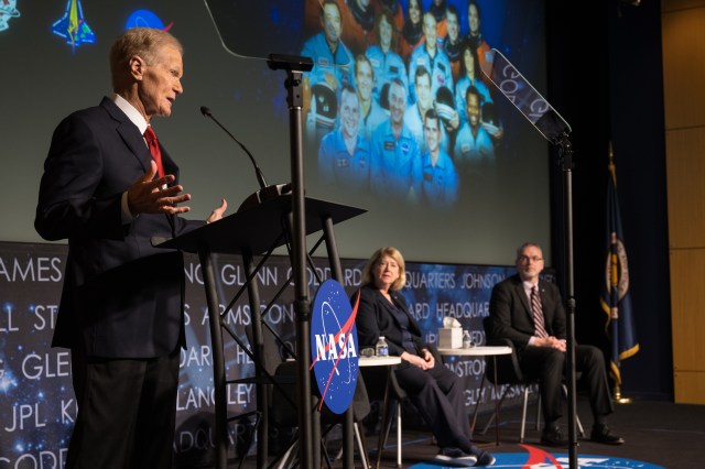 NASA Administrator Bill Nelson speaks during a NASA Safety Town Hall, Tuesday, Jan. 23, 2024 at the Mary W. Jackson NASA Headquarters building in Washington. The Safety Town Hall is held annually near the Day of Remembrance to learn from past errors and pay tribute to those that lost their lives in the quest for space exploration. Photo Credit: (NASA/Aubrey Gemignani)