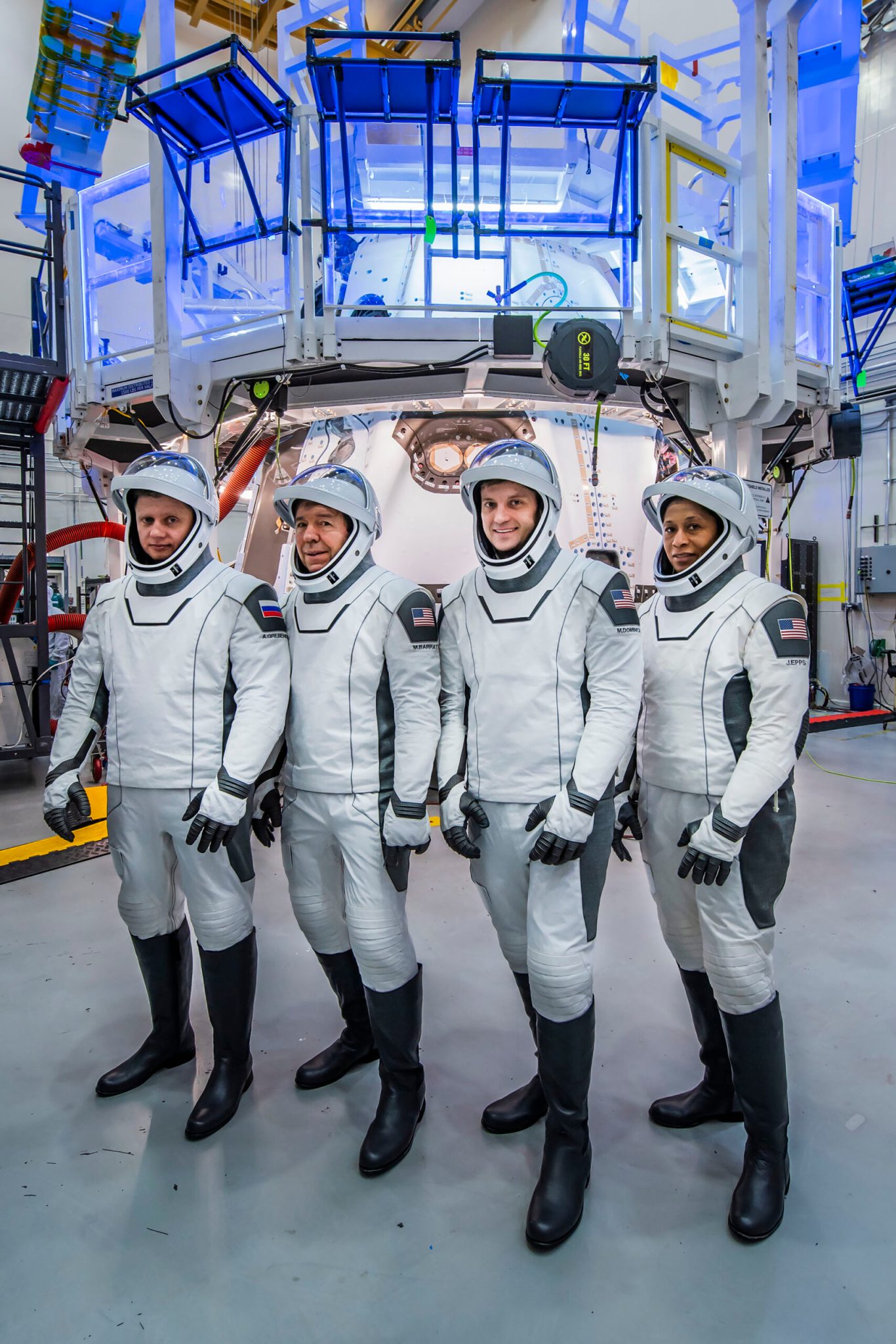 NASA's SpaceX Crew-8 crew members participate in the Crew Equipment Interface Test.
