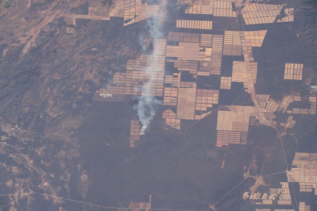 A wildfire is pictured in northern Argentina as the International Space Station was orbiting across the South American continent.