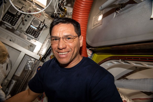 iss068e026012 (Dec. 2, 2022) --- NASA astronaut and Expedition 68 Flight Engineer Frank Rubio is pictured working inside the International Space Station's Quest airlock.