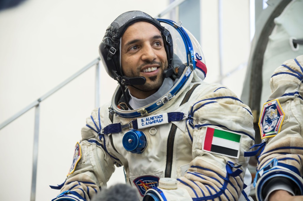 At the Gagarin Cosmonaut Training Center in Star City, Russia, backup spaceflight participant Sultan Al-Neyadi of the United Arab Emirates listens to a reporter’s question Aug. 29 during the crew’s qualification exams. Al-Neyadi is one of the backups to the prime crew, spaceflight participant Hazzaa Ali Almansoori of the United Arab Emirates and Expedition 61 crewmembers Oleg Skripochka of Roscosmos and Jessica Meir of NASA, who will launch Sept. 25 from the Baikonur Cosmodrome in Kazakhstan on the Soyuz MS-15 spacecraft for a mission on the International Space Station.