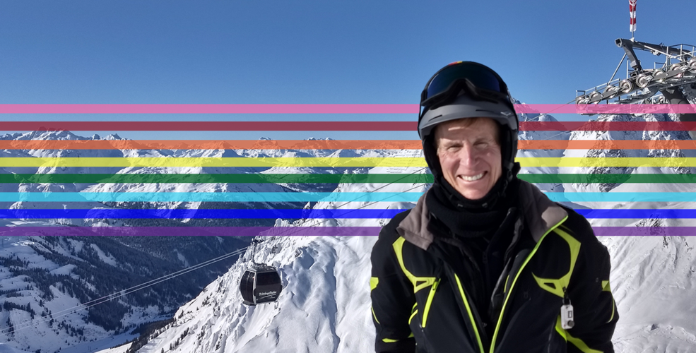 Bob Lutz skiing in St. Anton, Austria.