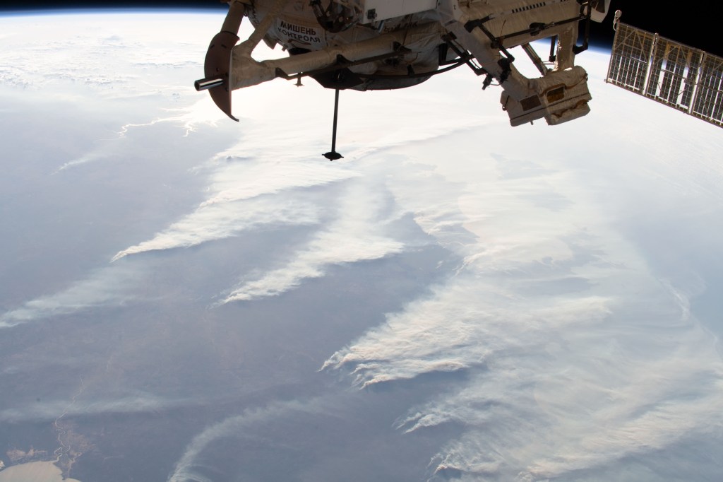 Bush fires in Australia's Northern Territory are pictured as the International Space Station orbited 257 miles above the Earth.