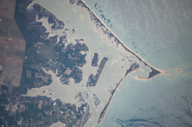 Cape Lookout, North Carolina is pictured as the International Space Station orbited 256 miles above the United States' Atlantic coast.