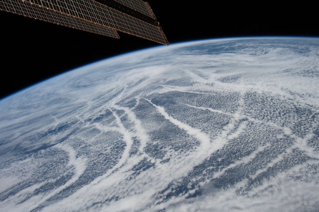 The International Space Station was orbiting 257 miles above the North Pacific Ocean when an Expedition 59 crewmember photographed these cloud patterns south of the Aleutian Islands.