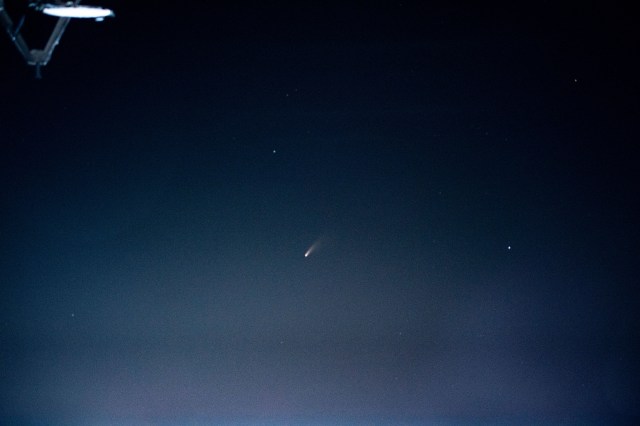 Comet Neowise was photographed by an Expedition 63 crew member as the International Space Station orbited above Rome, Italy, just after 1:36 a.m. local time on July 5.