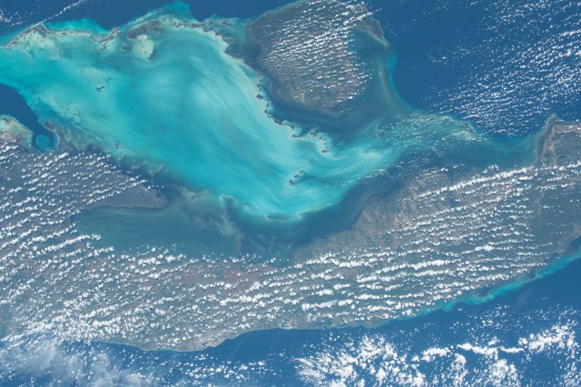 The International Space Station flies 252 miles above the island nation of Cuba and the Gulf of Batabano in the Caribbean Sea.