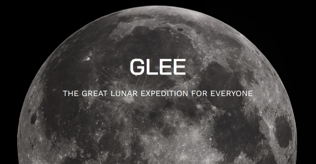 An image of the moon with the words GLEE The Great Lunar Expedition for Everyone