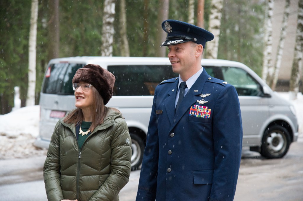At the Gagarin Cosmonaut Training Center in Star City, Russia, Expedition 59 crew members Christina Koch of NASA (left) and Nick Hague of NASA (right) share a moment Feb. 26 before departing for their launch site at the Baikonur Cosmodrome in Kazakhstan for final pre-launch training. Hague, Koch and Alexey Ovchinin of Roscosmos will launch on March 14, U.S. time, on the Soyuz MS-12 spacecraft from the Baikonur Cosmodrome in Kazakhstan for a six-and-a-half month mission on the International Space Station.