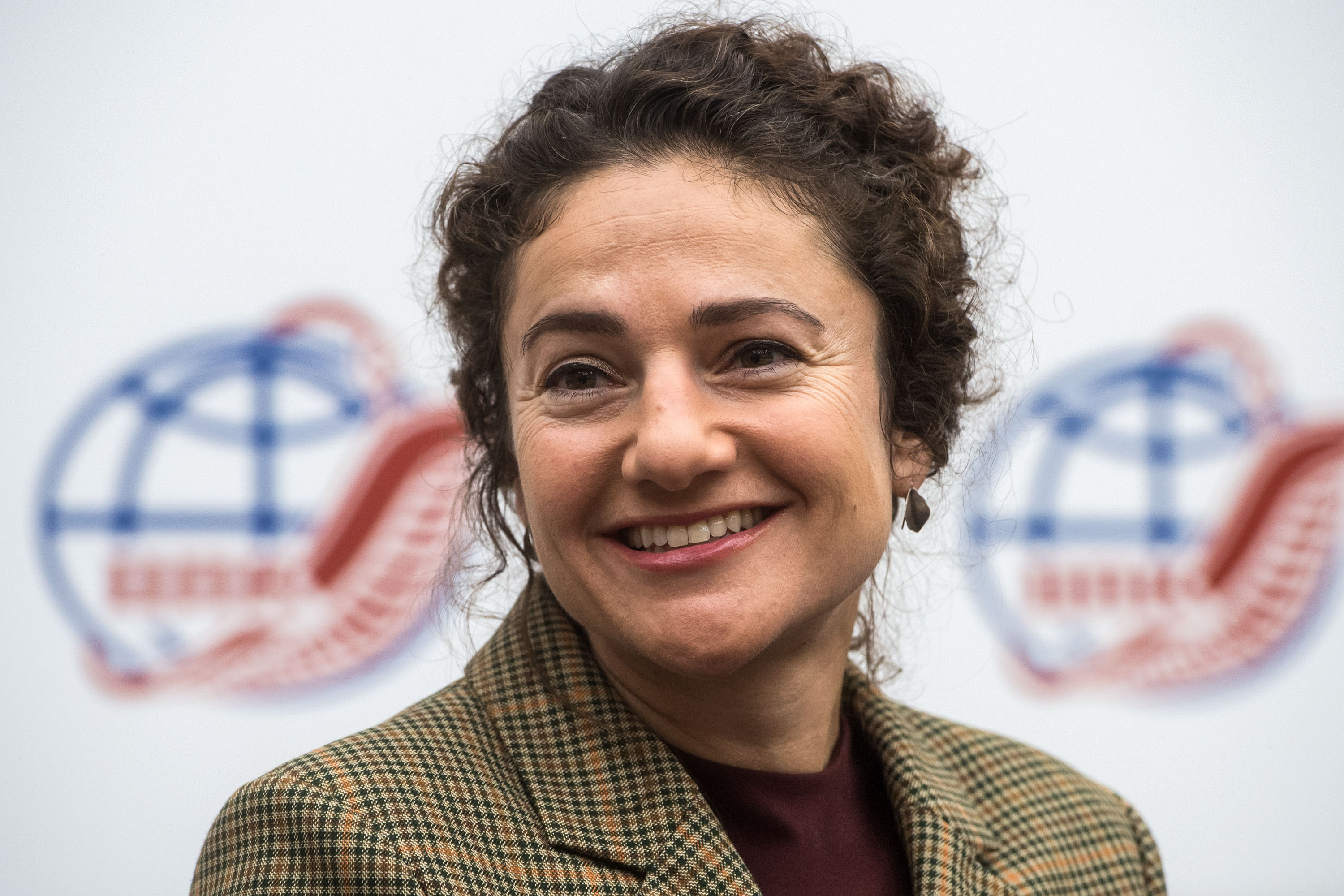 At the Gagarin Cosmonaut Training Center in Star City, Russia, Expedition 61 crewmember Jessica Meir of NASA listens to a reporter’s question Sept. 5 during a pre-launch news conference. Meir, Oleg Skripochka of Roscosmos and Hazzaa Ali Almansoori of the United Arab Emirates will launch Sept. 25 from the Baikonur Cosmodrome in Kazakhstan on the Soyuz MS-15 spacecraft for a mission on the International Space Station.