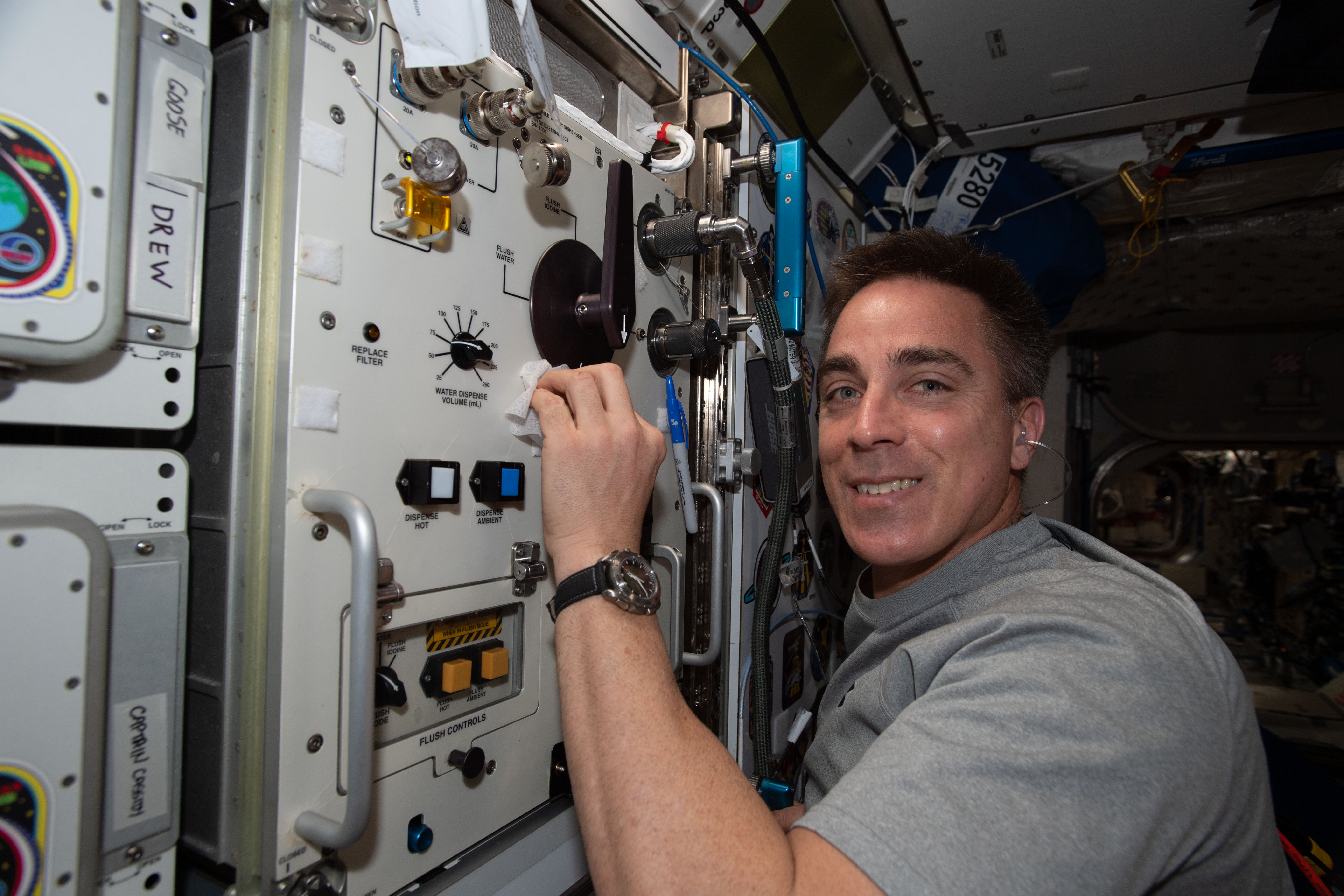 NASA astronaut and Expedition 63 Commander Chris Cassidy performs household chores and cleans life support gear aboard the International Space Station.