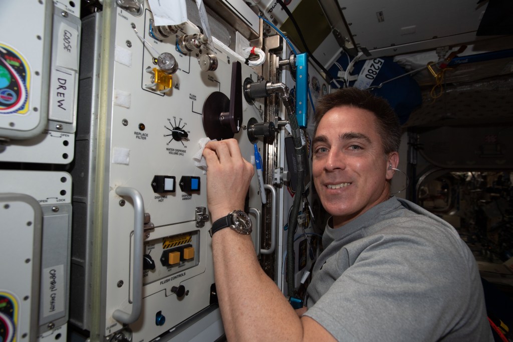 NASA astronaut and Expedition 63 Commander Chris Cassidy performs household chores and cleans life support gear aboard the International Space Station.