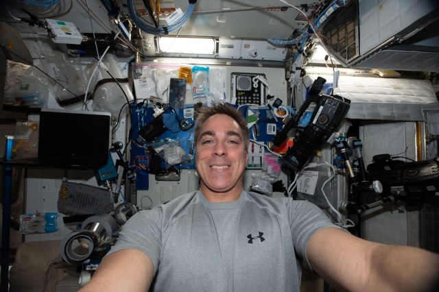 NASA astronaut and Expedition 63 Commander Chris Cassidy poses for a weekend selfie aboard the International Space Station.