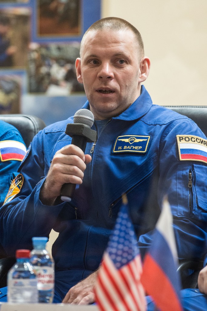 At the Cosmonaut Hotel crew quarters in Baikonur, Kazakhstan, Expedition 63 crewmember Ivan Vagner of Roscosmos responds to questions provided by reporters in a virtual question and answer session April 8 as he prepares for launch. Vagner and Anatoly Ivanishin of Roscosmos and Chris Cassidy of NASA will launch April 9 on the Soyuz MS-16 spacecraft from the Baikonur Cosmodrome for a six-and-a-half month mission on the International Space Station.