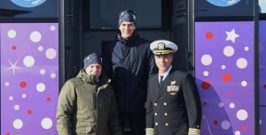 Expedition 63 crewmembers Ivan Vagner (left) and Anatoly Ivanishin (center) of Roscosmos and Chris Cassidy of NASA (right) pose for pictures March 24 after arriving at the Baikonur Cosmodrome in Kazakhstan for final pre-launch preparations following a flight from their training base at the Gagarin Cosmonaut Training Center in Star City, Russia. They will launch April 9 on the Soyuz MS-16 spacecraft from the Baikonur Cosmodrome for a six-and-a-half month mission on the International Space Station.