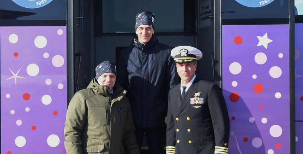Expedition 63 crewmembers Ivan Vagner (left) and Anatoly Ivanishin (center) of Roscosmos and Chris Cassidy of NASA (right) pose for pictures March 24 after arriving at the Baikonur Cosmodrome in Kazakhstan for final pre-launch preparations following a flight from their training base at the Gagarin Cosmonaut Training Center in Star City, Russia. They will launch April 9 on the Soyuz MS-16 spacecraft from the Baikonur Cosmodrome for a six-and-a-half month mission on the International Space Station.