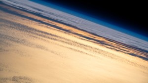 The International Space Station was flying into an orbital sunset 259 miles above the Pacific Ocean passing 550 miles off the coast of Baja California.