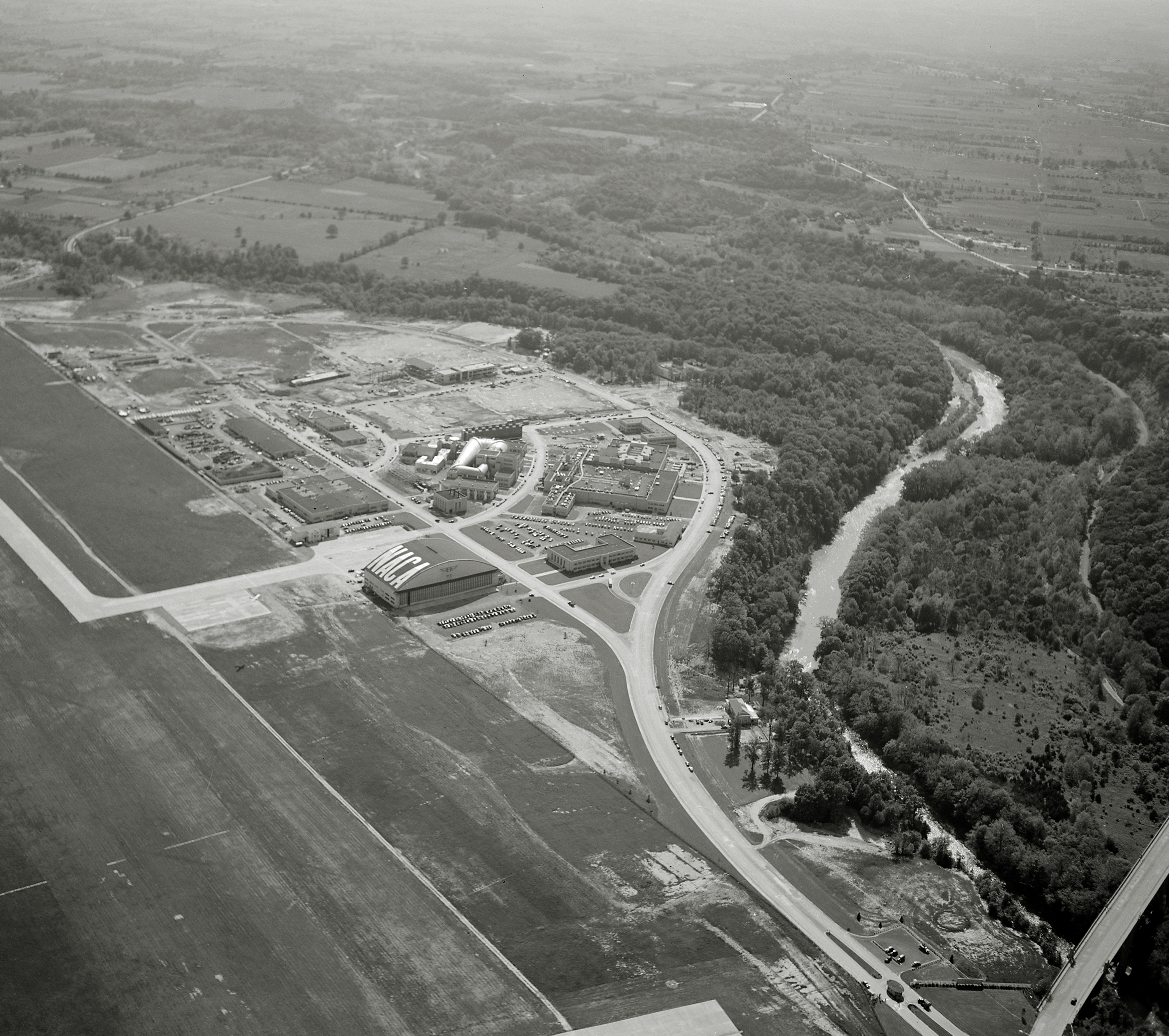 Aerial view of research laboratory.
