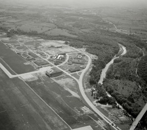 Aerial view of research laboratory.