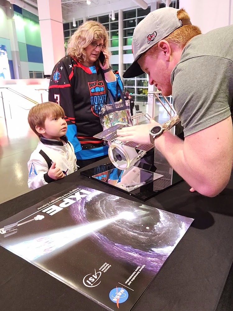 Marshall team member Michael Allen shares details about the IXPE mission with fans Jan. 26 at the Huntsville Havoc’s Space Night.