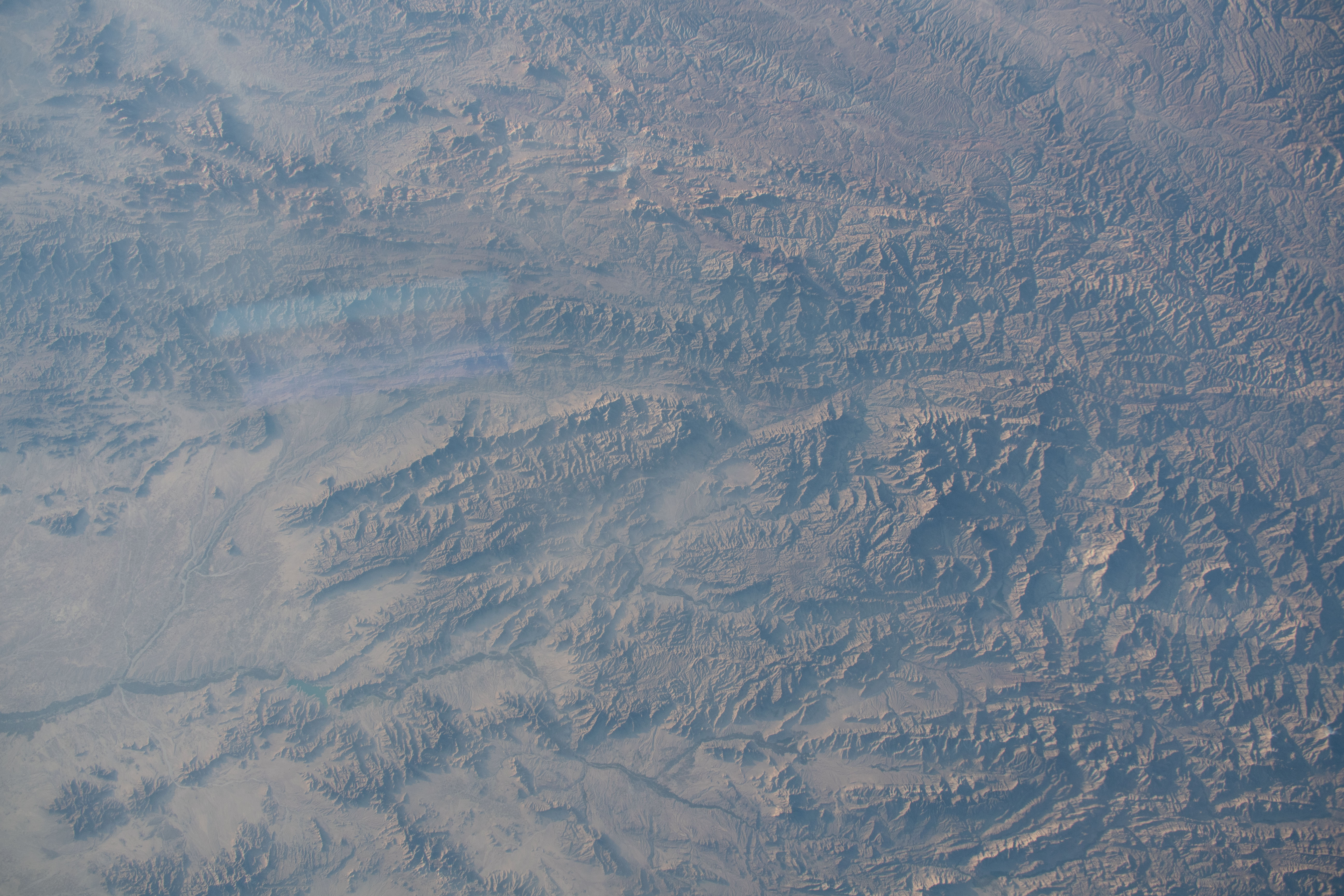 The arid, mountainous region of Helmand Province in Afghanistan is pictured as the International Space Station orbited 253 miles above the central Asian nation.