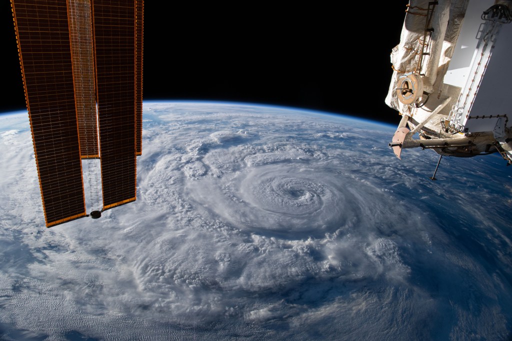 Hurricane Genevieve is pictured off the Pacific coast of Mexico from the International Space Station.