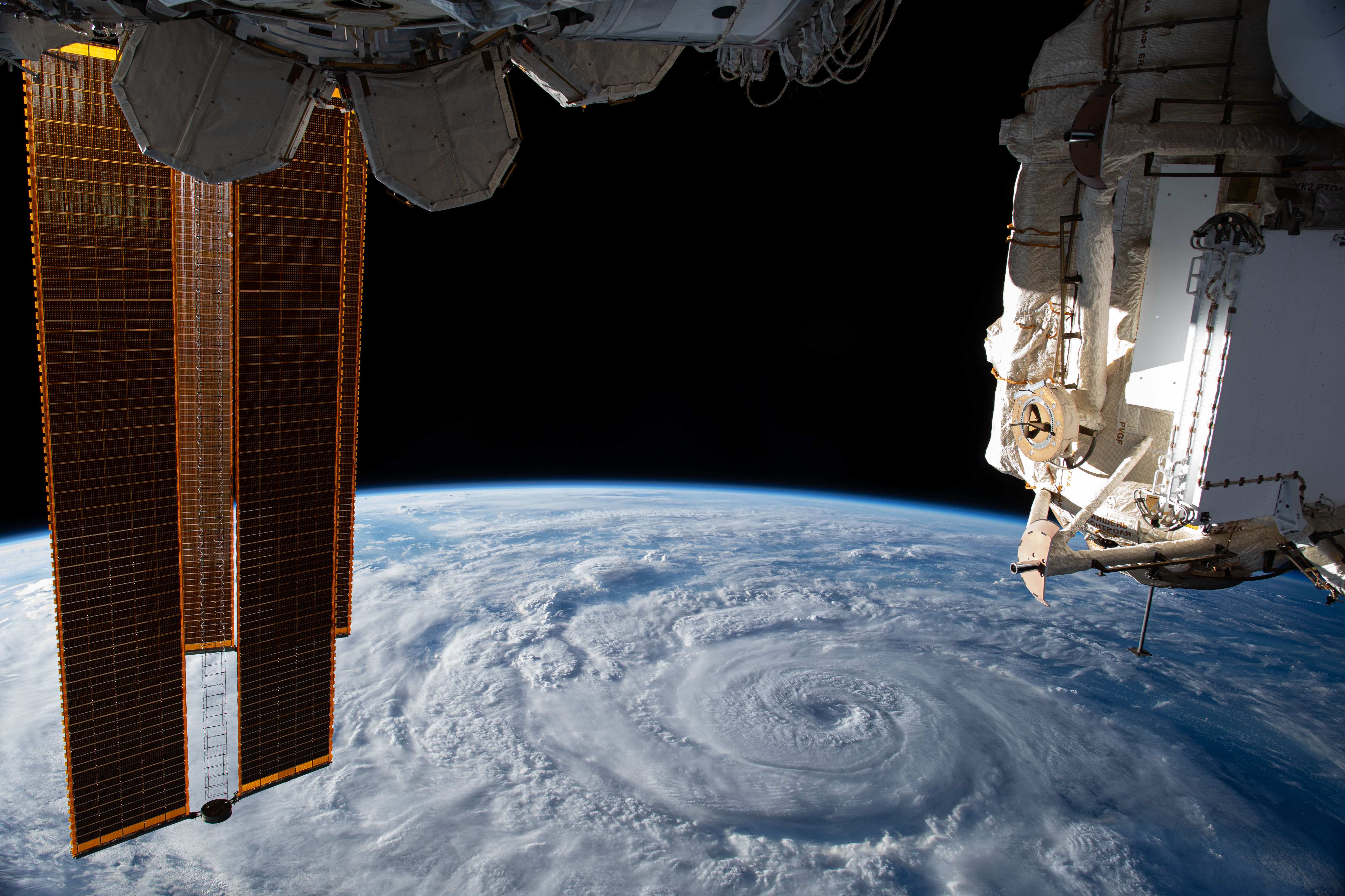 Hurricane Genevieve is pictured off the Pacific coast of Mexico from the International Space Station.