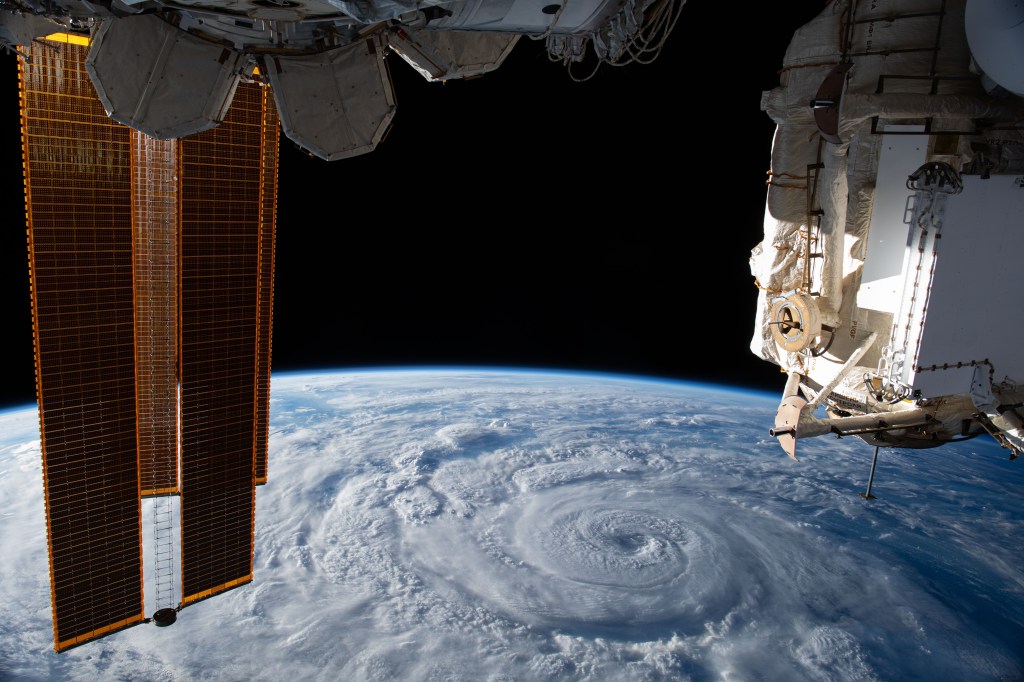 Hurricane Genevieve is pictured off the Pacific coast of Mexico from the International Space Station.
