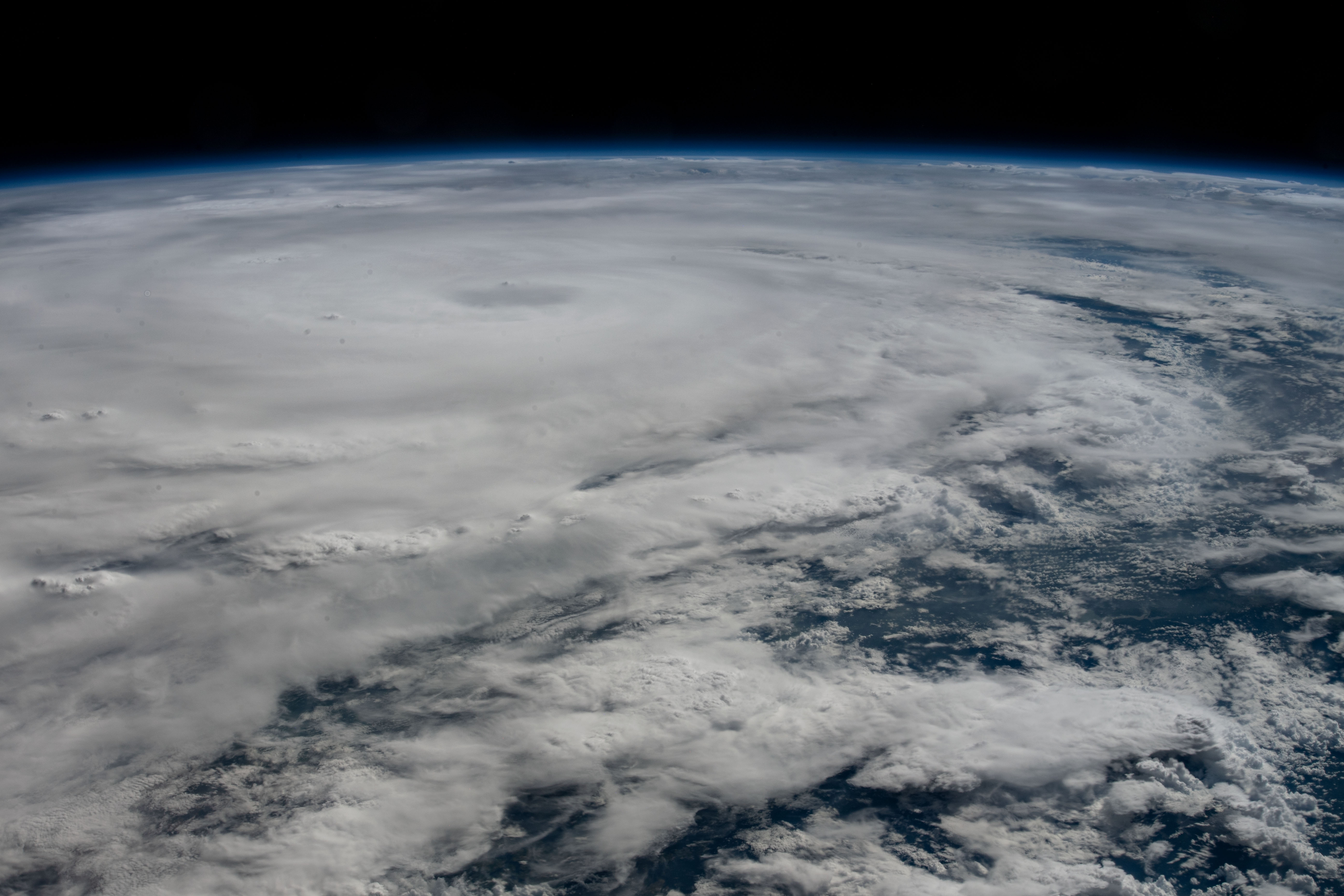 Hurricane Hanna is pictured hitting the southern coast of Texas from the International Space Station.