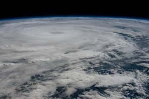 Hurricane Hanna is pictured hitting the southern coast of Texas from the International Space Station.