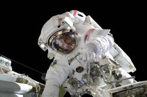 In this Feb. 2007 photo, astronaut Michael E. Lopez-Alegria, Expedition 14 commander, participates in a 6-hour, 40-minute spacewalk as construction continues on the International Space Station. Credit: NASA