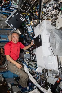 JAXA (Japan Aerospace Exploration Agency) astronaut and Expedition 70 Flight Engineer Satoshi Furukawa works on carbon dioxide removal hardware inside the International Space Station's Destiny laboratory module.