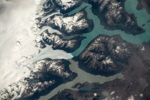 Glaciers in the southern Andes emptying into Lago Argentino are pictured from the International Space Station as it orbited 270 miles above. Cerro Pietrobelli, a mountain on the southern Chile-Argentina border (left center), is also seen from the orbital outpost.