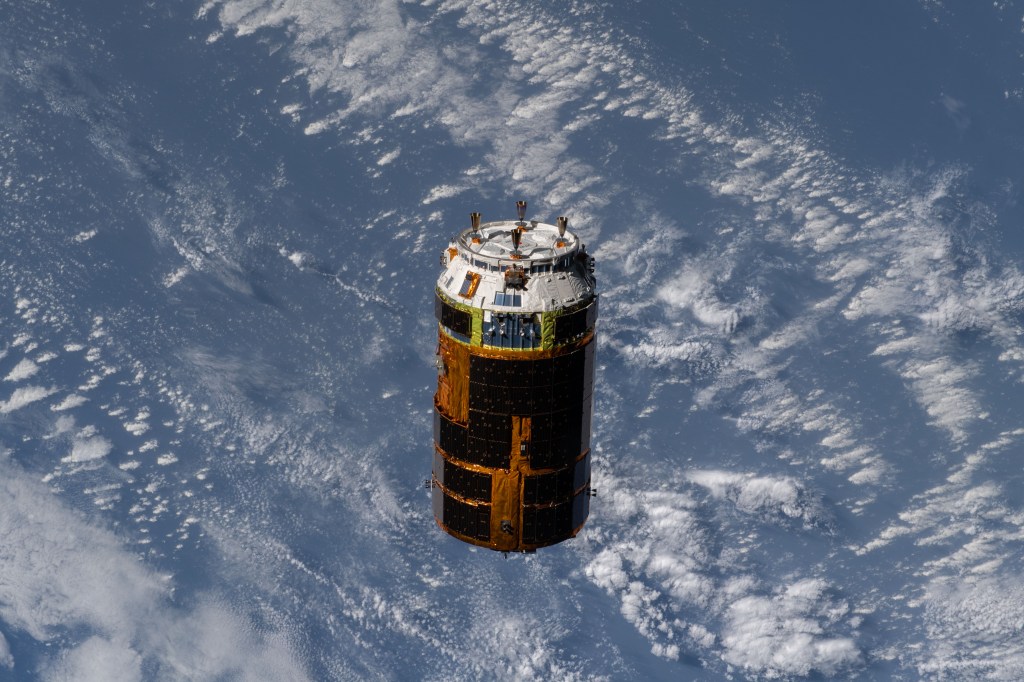 The H-II Transfer Vehicle-9 (HTV-9) resupply ship from JAXA (Japan Aerospace Exploration Agency) moves away from the International Space Station after being released it into Earth orbit by the Canadarm2 robotic arm. The HTV-9 arrived at the orbiting lab on May 25 delivering four tons of food, fuel, crew supplies and station experiments to the Expedition 63 crew.