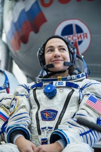 At the Gagarin Cosmonaut Training Center in Star City, Russia, Expedition 61 crewmember Jessica Meir of NASA listens to a reporter’s question during final crew qualification exams Aug. 30. Meir will launch with Expedition 61 crewmember Oleg Skripochka of Roscosmos and spaceflight participant Hazzaa Ali Almansoori of the United Arab Emirates Sept. 25 on the Soyuz MS-15 spacecraft from the Baikonur Cosmodrome in Kazakhstan for a mission on the International Space Station.