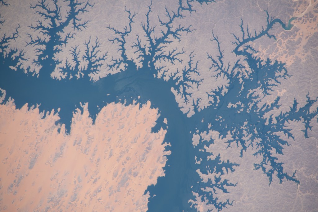 The International Space Station was orbiting above Egypt when an Expedition 63 crew member photographed a portion of Lake Nasser, one of the largest man-made lakes in the world.
