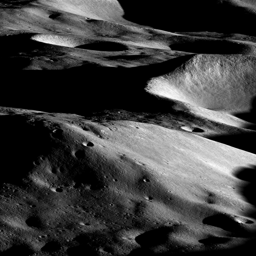 In the lunar South Pole lies Malapert massif (informal name), which is thought to be a remnant of the South Pole – Aitken basin rim, which formed more than 4 billion years ago. More recently, this magnificent peak (lower left) was selected as an Artemis III candidate landing region. Credit: NASA/GSFC/Arizona State University