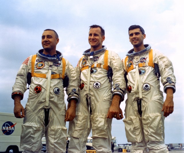 The Apollo 1 crew of Virgil I. “Gus” Grissom, left, Edward H. White, and Roger B. Chaffee