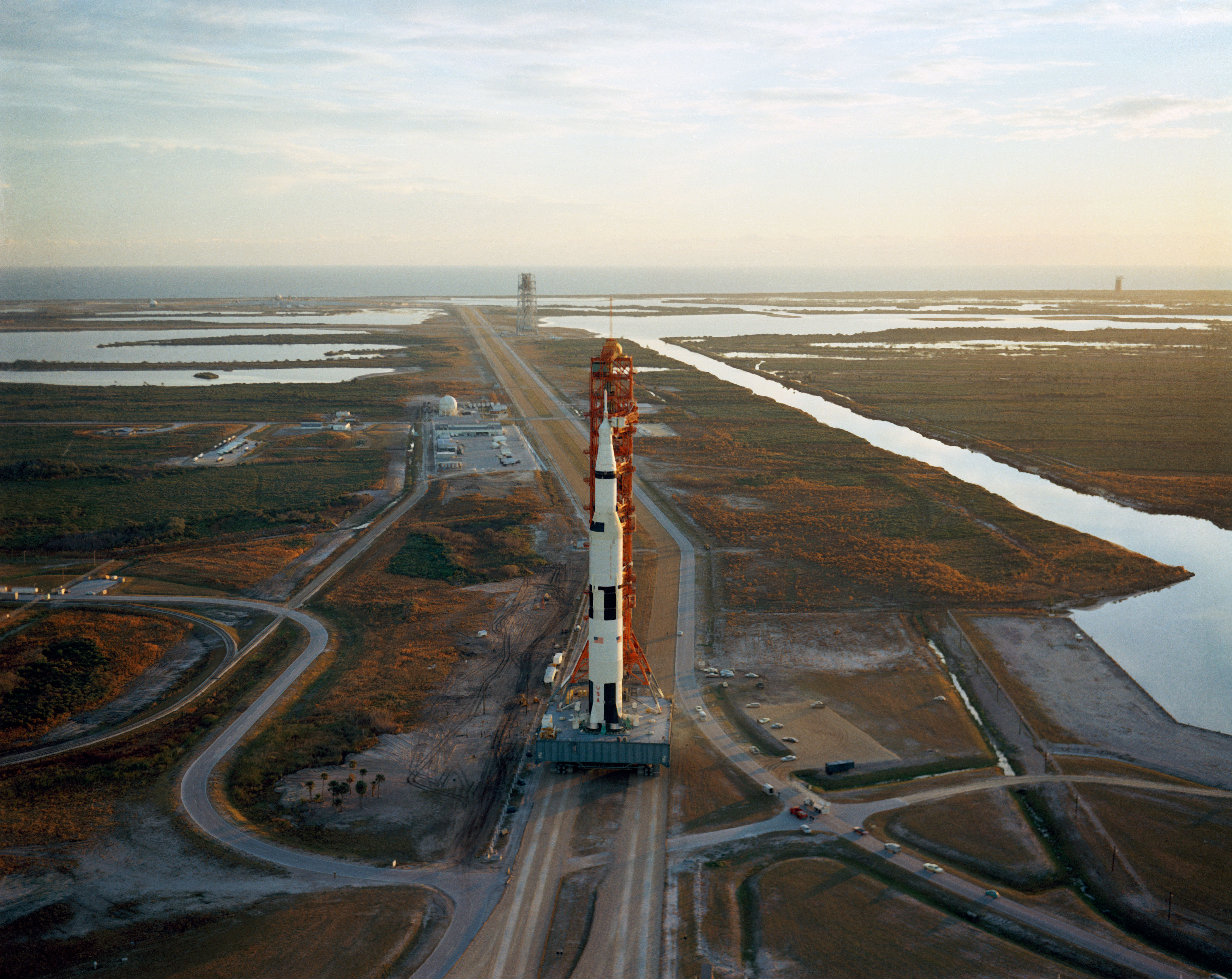 Apollo 9 rollout from the Vehicle Assembly Building to Launch Pad 39A at NASA’s Kennedy Space Center in Florida