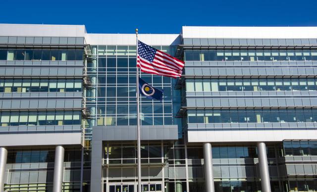 On Jan. 26, 2022, the U.S. and NASA flags were raised at Building 4221 to mark the transfer of headquarters to that building at Marshall Space Flight Center in Huntsville, Alabama.
