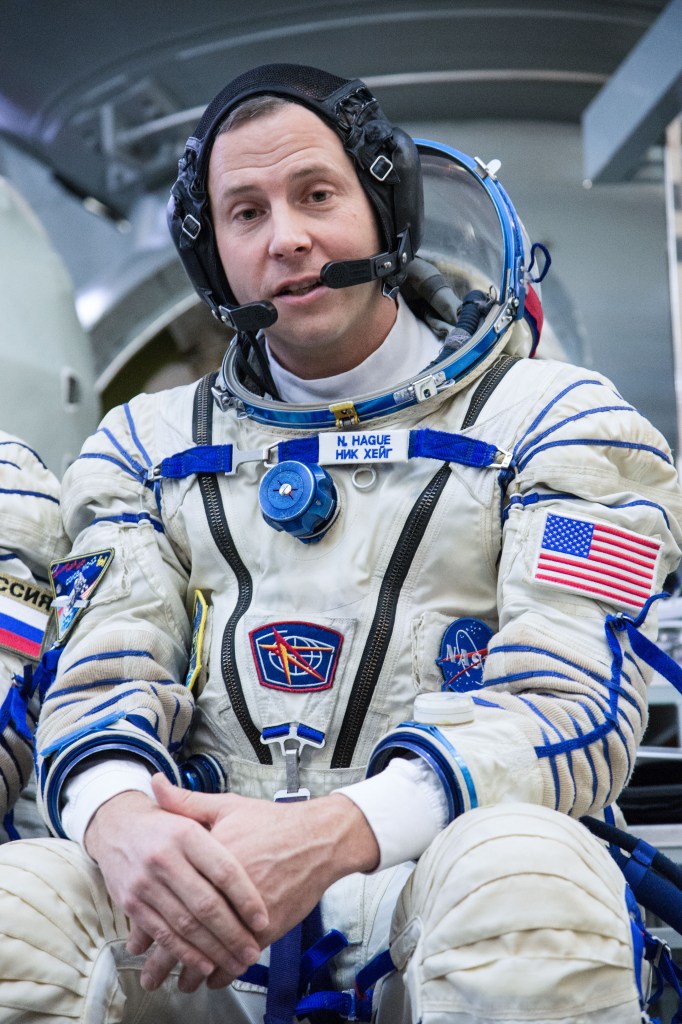 At the Gagarin Cosmonaut Training Center in Star City, Russia, Expedition 59 crew member Nick Hague of NASA answers reporters’ questions Feb. 20 during the second day of final pre-launch qualification exams. Hague, Christina Koch of NASA and Alexey Ovchinin of Roscosmos will launch March 14, U.S. time, in the Soyuz MS-12 spacecraft from the Baikonur Cosmodrome in Kazakhstan for a six-and-a-half month mission on the International Space Station.